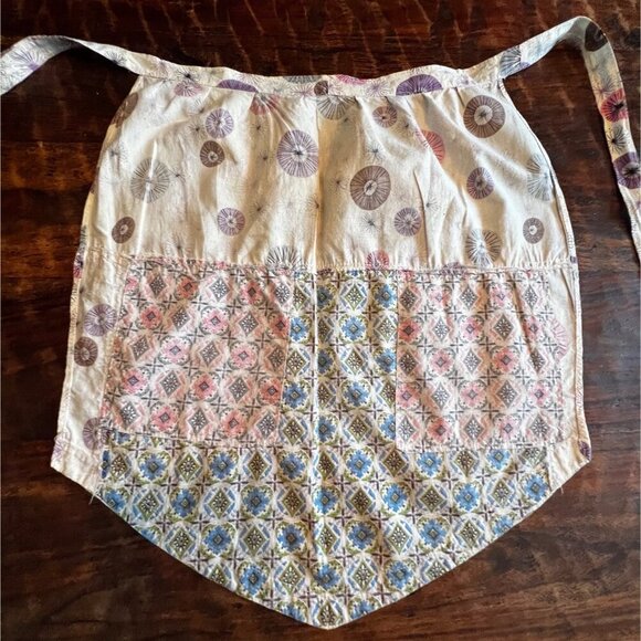 Vintage Handmade Atomic Pattern Hostess Apron With Pockets - Picture 2 of 8